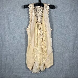 NWT Altar’d State Boho Leaf Layered Western Waterfall Lace Sleeveless Cardigan